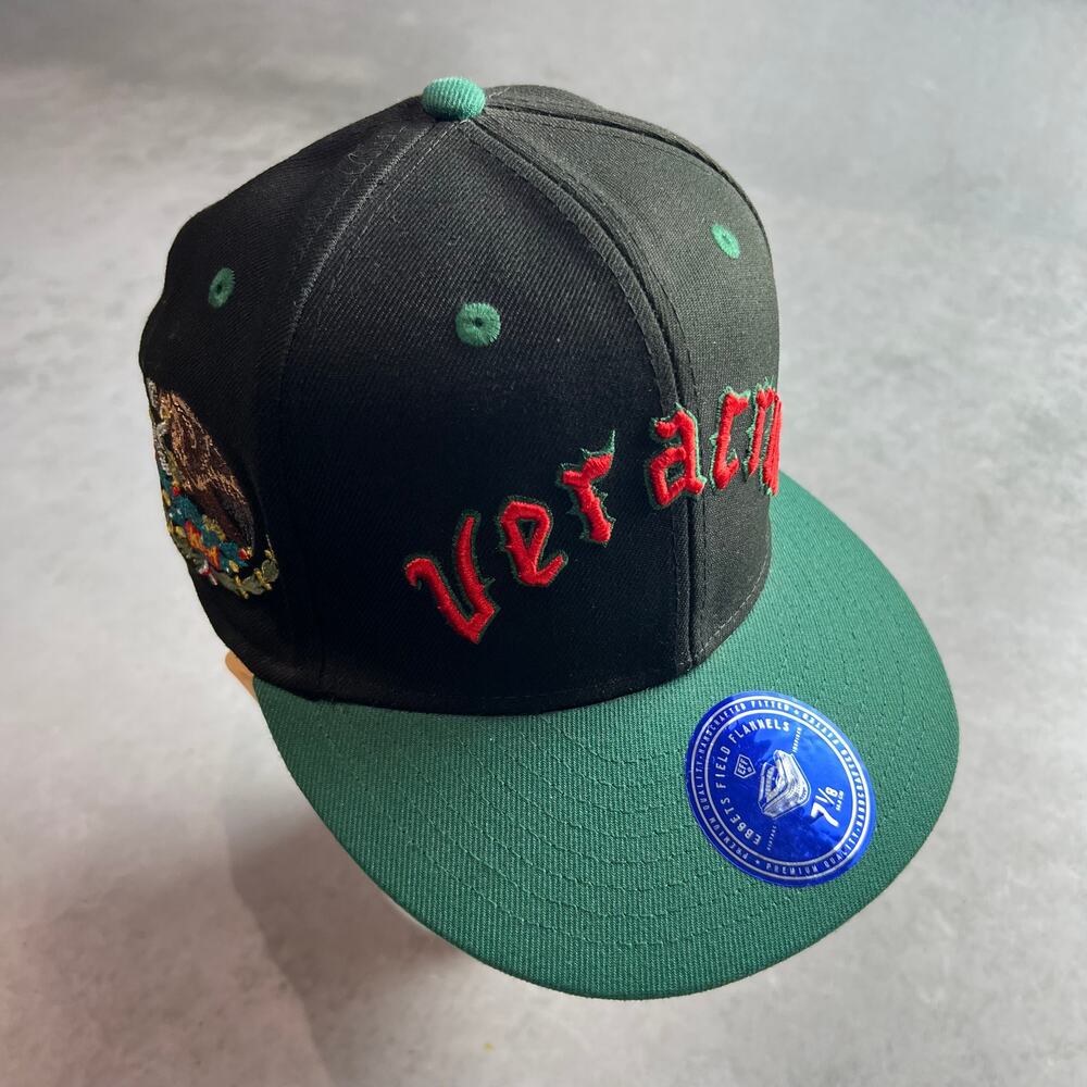 Veracruz Mexico NLB Black Ebbets Field Flannels Baseball Fitted Hat 7 1/8 NWT